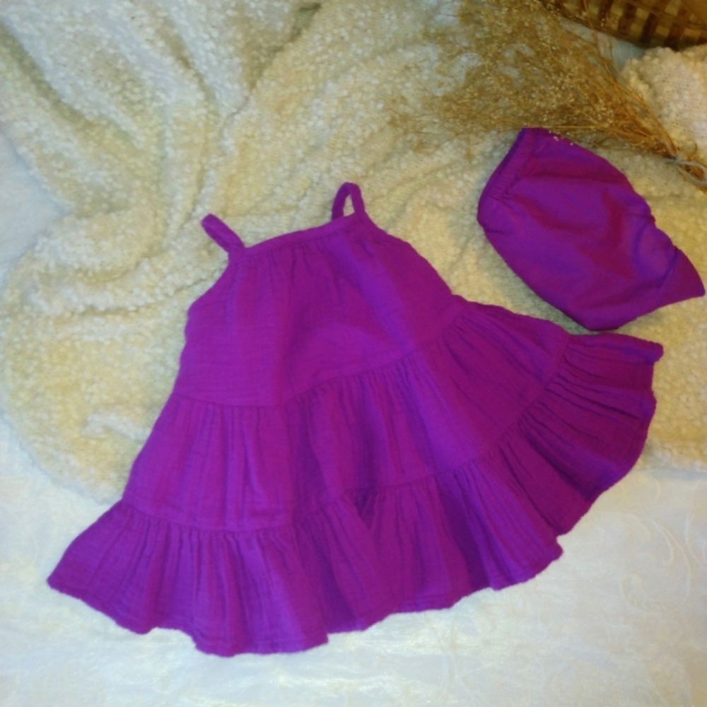 Vibrant Purple Dress with Matching Bloomers